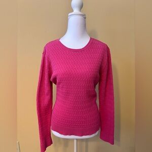 Talbots Prima 100% Cotton Crew Neck Sweater Pink Women’s M Pullover Ribbed Hem